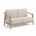 Canapé en tissu beige avec structure en chêne 150 cm