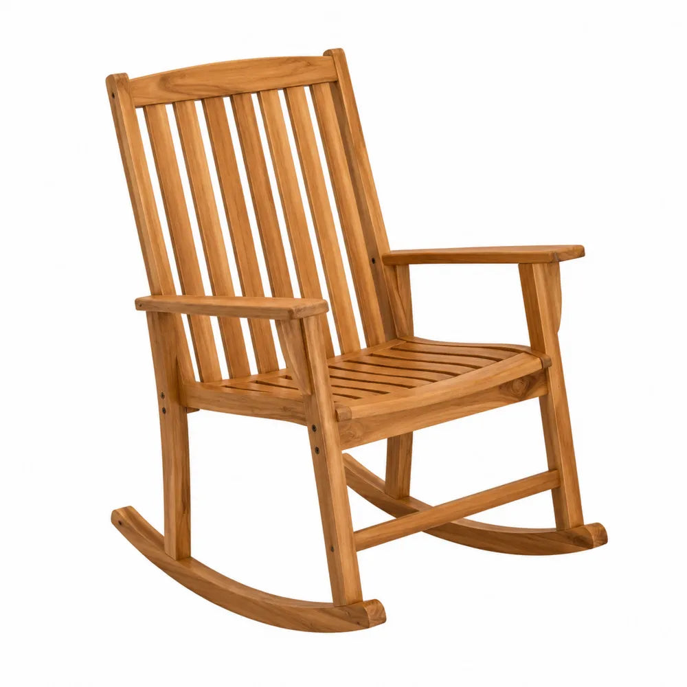 Chaise à bascule en bois de teck pour extérieur 90 x 60 x 110 cm
