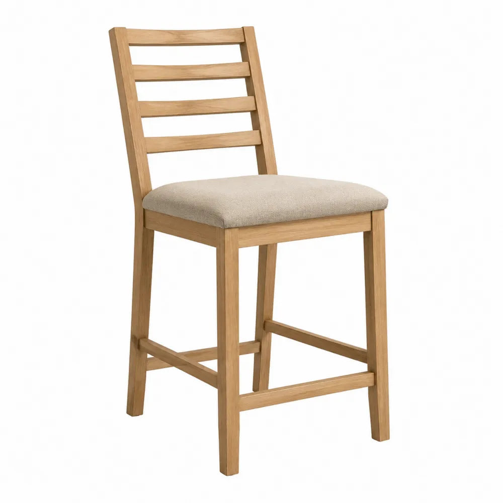 Chaise en bois avec coussin en lin beige 45x45x90cm