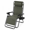 Chaise Longue de Jardin en Métal et Tissu Vert Pliable