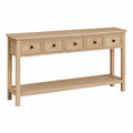 Console en bois avec 5 tiroirs en chêne clair
