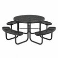 Table ronde en métal noir avec bancs intégrés