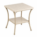 Table carrée en métal avec plateau en pierre composite beige 45x45x50 cm