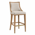 Tabouret de bar en bois avec assise en tissu beige 105cm