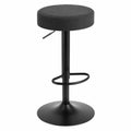 Tabouret de bar en métal et tissu noir réglable en hauteur