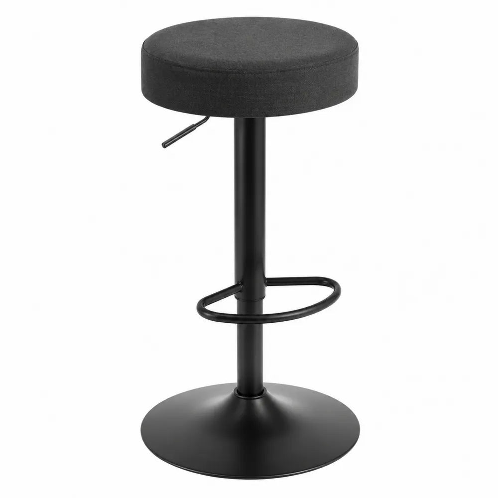 Tabouret de bar en métal et tissu noir réglable en hauteur