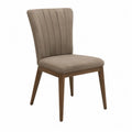 Chaise tissu en polyester beige avec pieds en bois