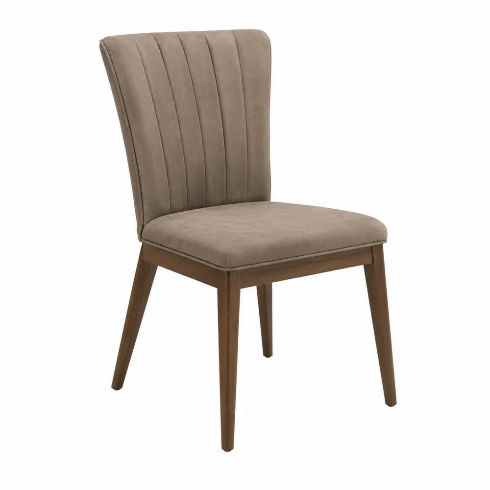 Chaise tissu en polyester beige avec pieds en bois