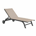 Chaise longue extérieure aluminium textilène beige