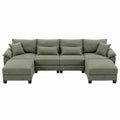 Canapé d'angle modulaire en tissu polyester vert