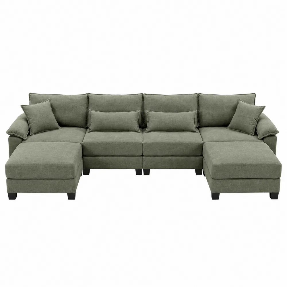 Canapé d'angle modulaire en tissu polyester vert