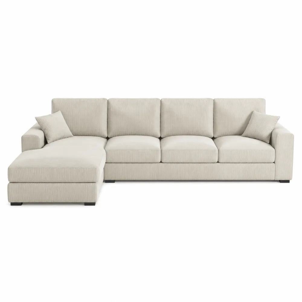 Canapé modulaire en tissu en L beige avec méridienne