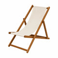 Chaise longue en bois et toile crème