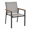Chaise d'extérieur en aluminium et bois avec textilène gris
