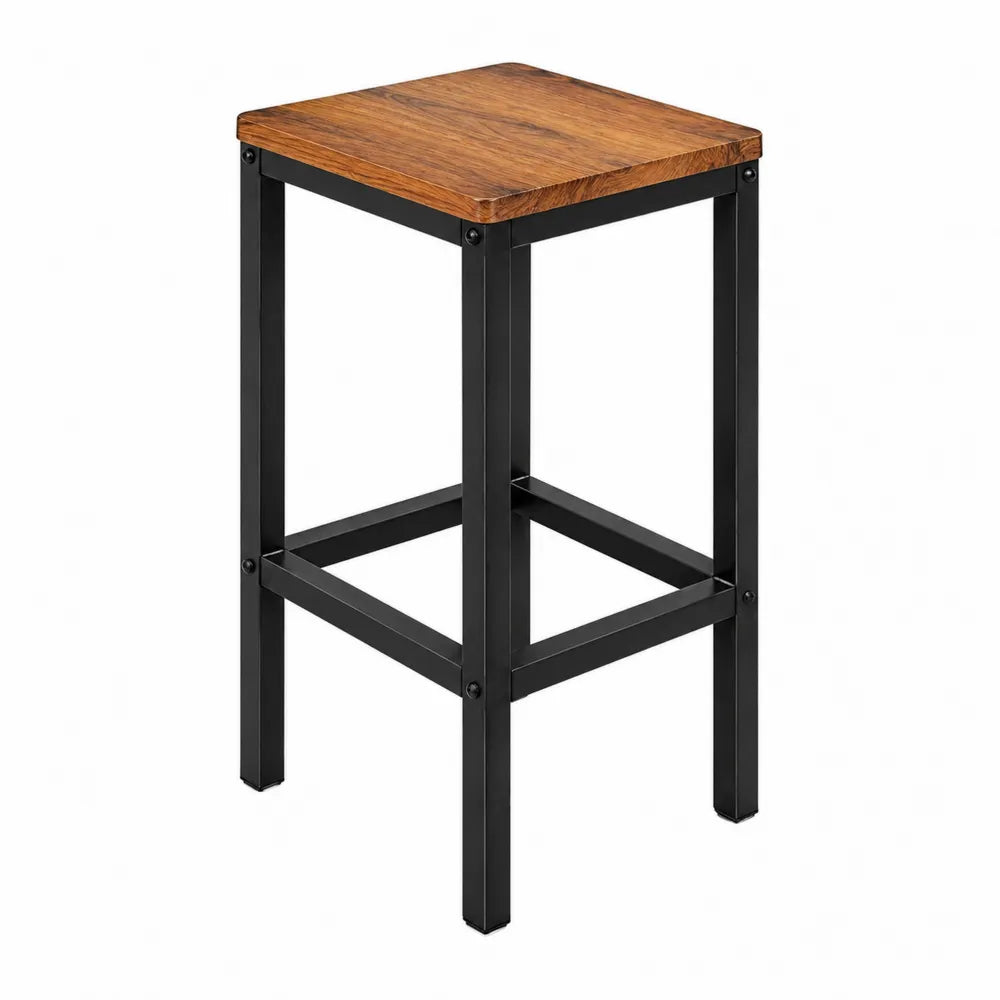 Tabouret en bois et métal noir 75 cm