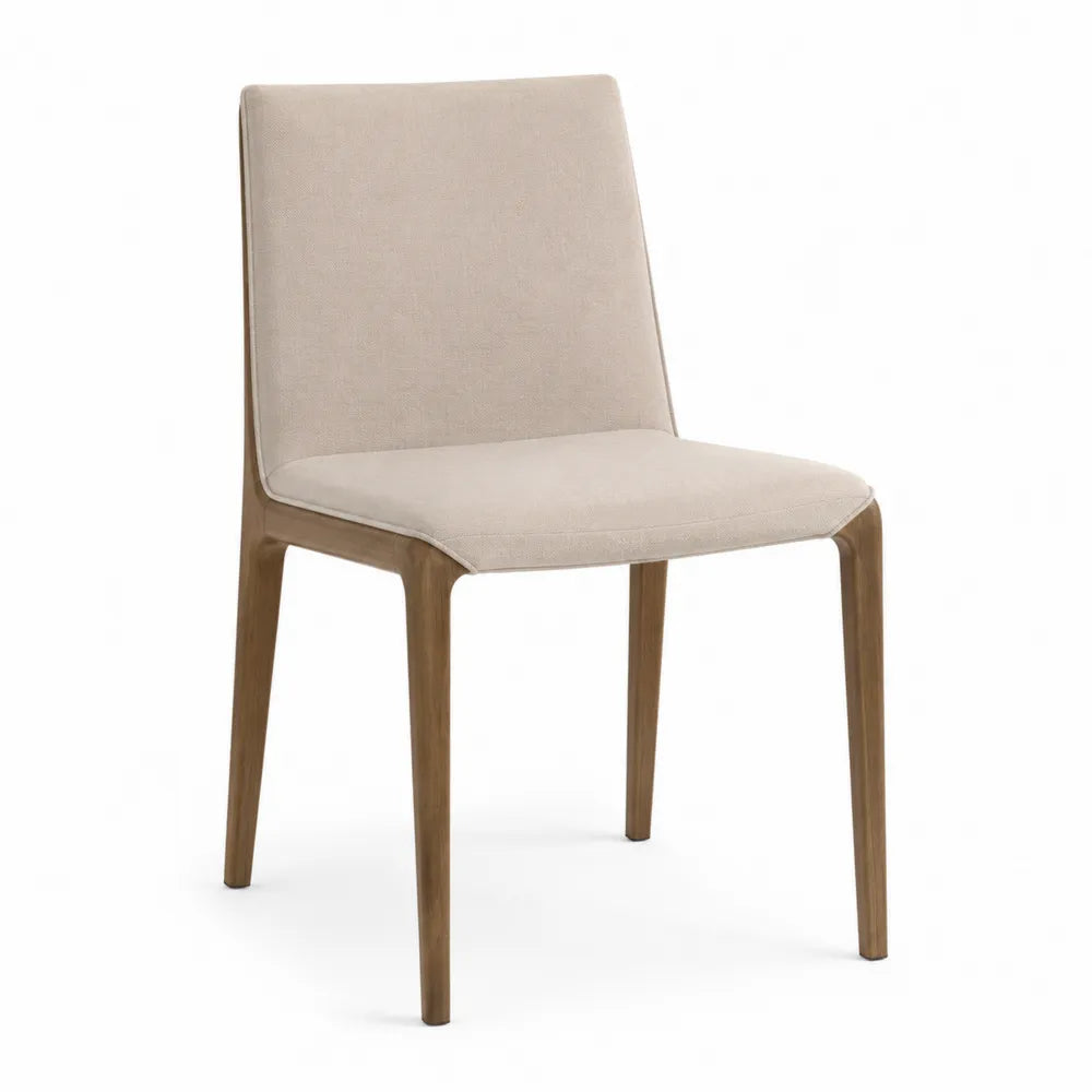 Chaise en bois avec revêtement en polyester beige