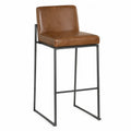 Tabouret de bar en cuir synthétique brun et acier 105 cm