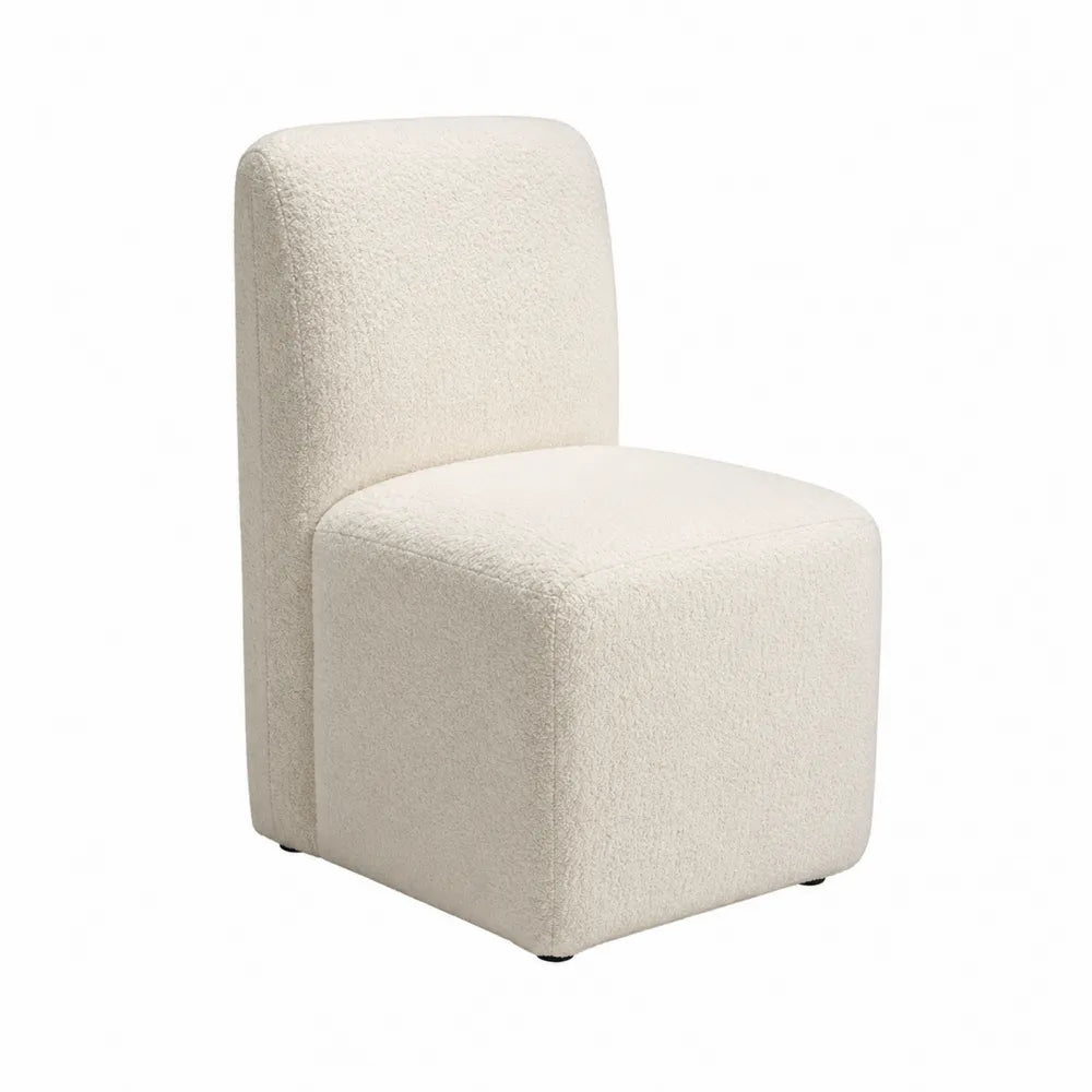 Chaise en tissu bouclé blanc, 45x50x75 cm