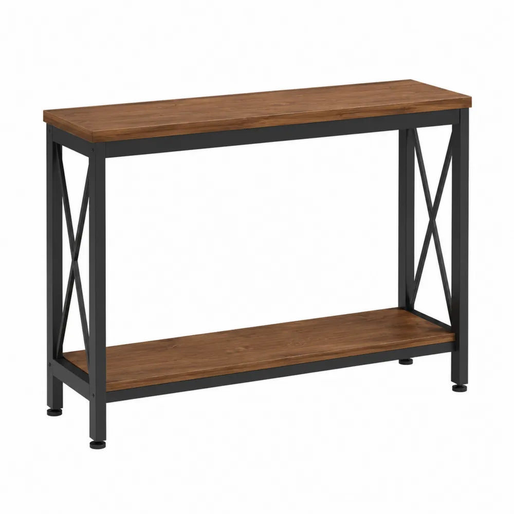 Console en bois et métal noir