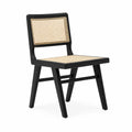 Chaise en bois noir avec cannage en rotin