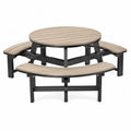 Ensemble extérieur table ronde avec bancs en bois composite et métal, diamètre 150 cm