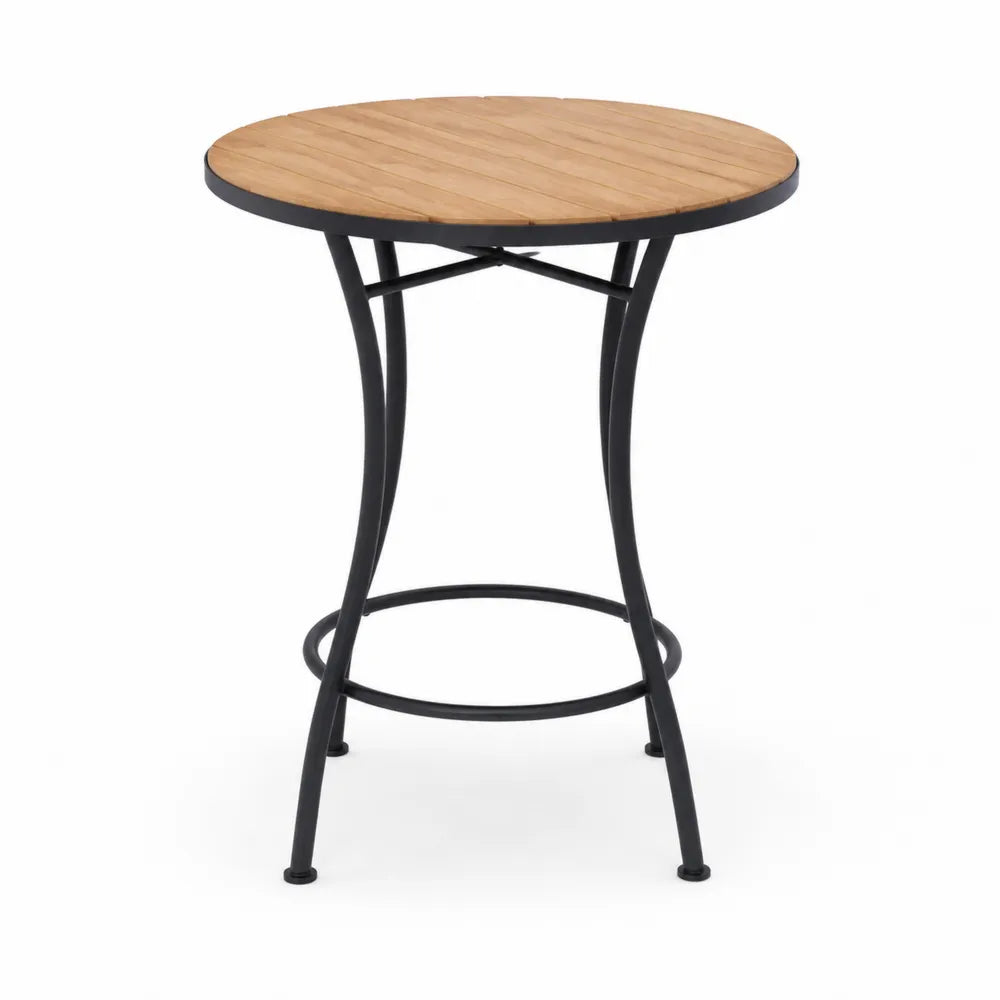 Table ronde en bois de teck et métal 60 cm