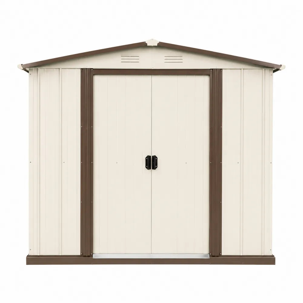 Abri de jardin en acier galvanisé 243x198x210 cm blanc/marron